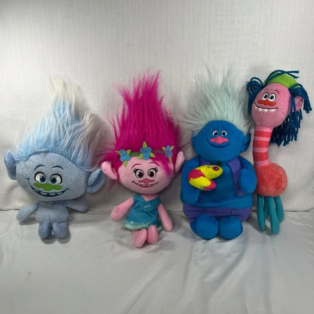 DreamWorks Singing Trolls Plush Lot of 4 Poppy Biggie Guy Diamond Cooper Hasbro